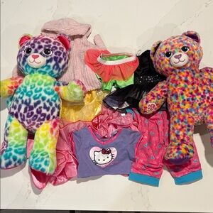 Build-a-bear Plush Rainbow Leopard Print Teddy Bears and clothing Multicolor